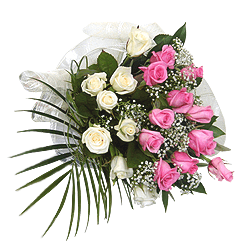 Букет из розовых и белых роз (60 см.)