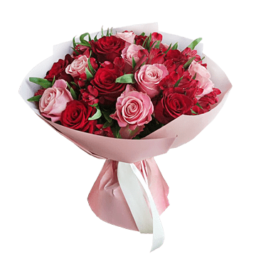 Blumenstrauß aus Rosen und Alstroemerien