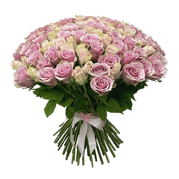 Blumenstrauß aus cremefarbenen und rosa Rosen (60 cm.)