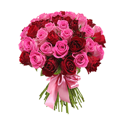 Букет из красных и розовых роз (50 см.)