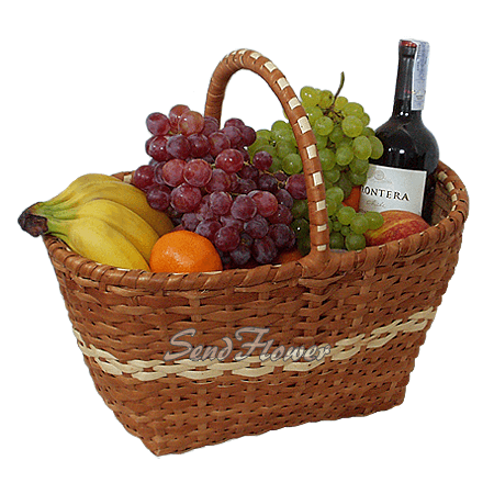 Corbeille de fruits et vin